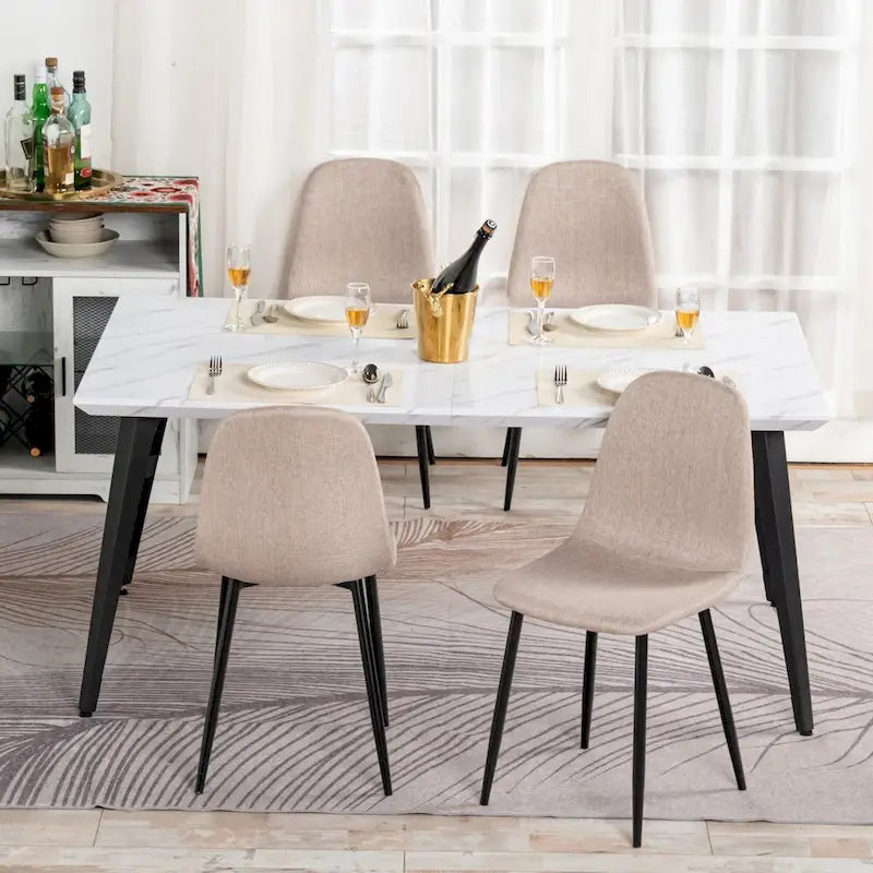 63-Inch Rectangular Dining Table for 4-6, Faux Marble Top with Metal Legs