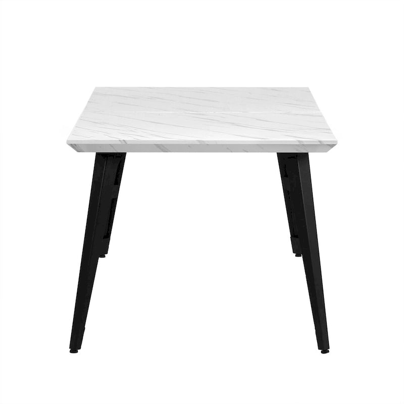 63-Inch Rectangular Dining Table for 4-6, Faux Marble Top with Metal Legs