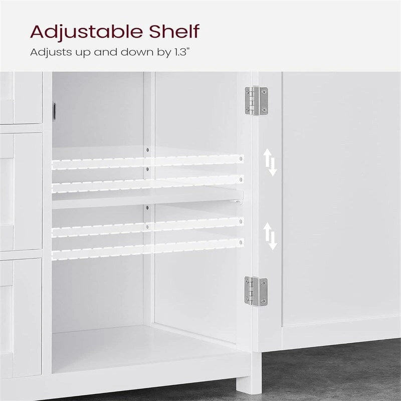 Bathroom Floor Storage Cabinet with 3 Drawers and Adjustable Shelf, White