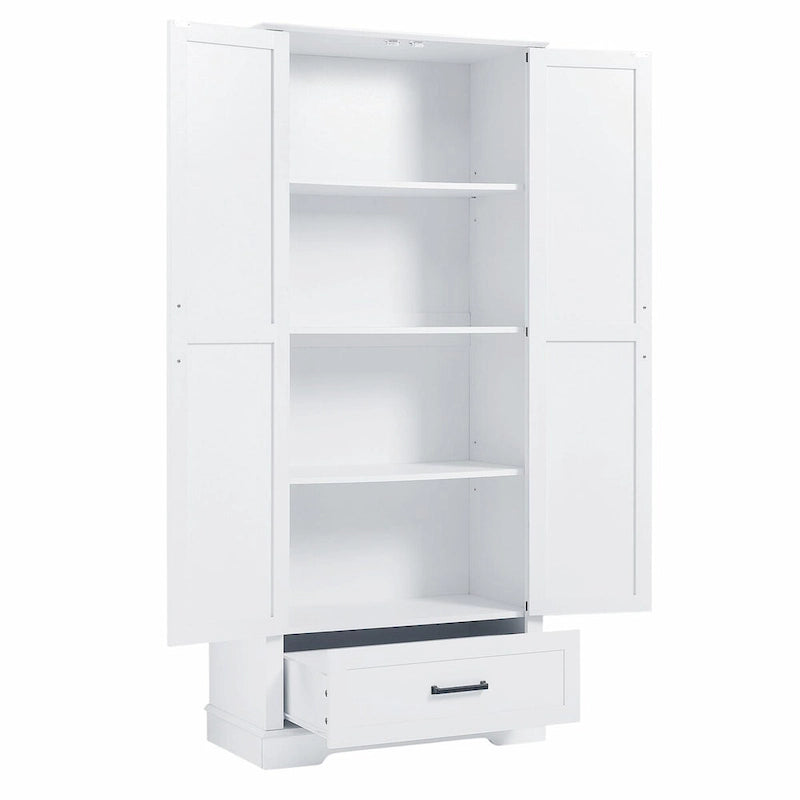 Tall Bathroom Storage Cabinet with 2 Doors, 1 Drawer and Adjustable Shelves, White