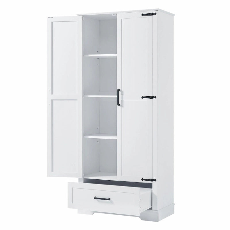 Tall Bathroom Storage Cabinet with 2 Doors, 1 Drawer and Adjustable Shelves, White