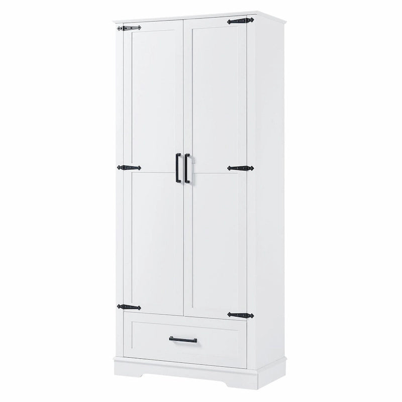 Tall Bathroom Storage Cabinet with 2 Doors, 1 Drawer and Adjustable Shelves, White