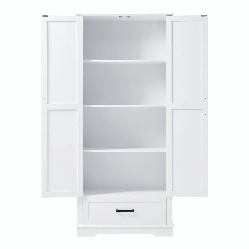Tall Bathroom Storage Cabinet with 2 Doors, 1 Drawer and Adjustable Shelves, White