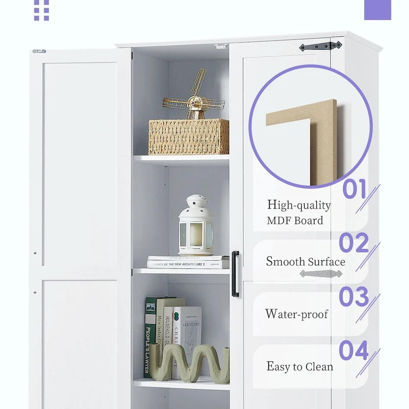 Tall Bathroom Storage Cabinet with 2 Doors, 1 Drawer and Adjustable Shelves, White