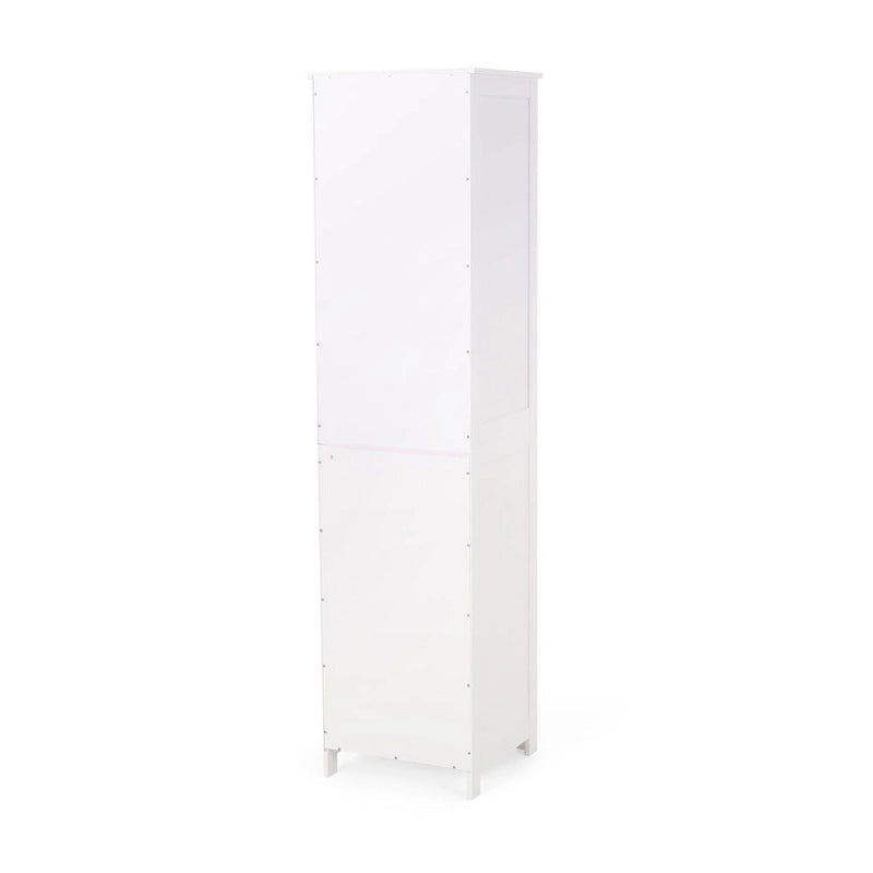 63-Inch Tall Freestanding Bathroom Linen Cabinet with 1 Door and 3 Open Shelves, White