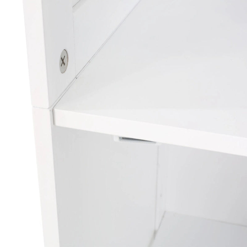63-Inch Tall Freestanding Bathroom Linen Cabinet with 1 Door and 3 Open Shelves, White