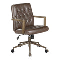 Faux Leather Office Chair with 360 Swivel and Bronze Star Base