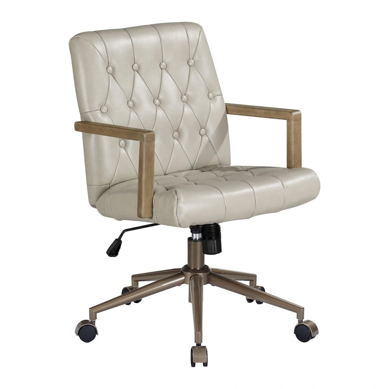 Faux Leather Office Chair with 360 Swivel and Bronze Star Base