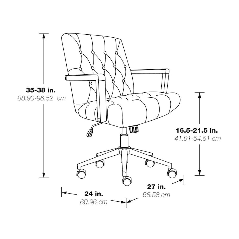 Faux Leather Office Chair with 360 Swivel and Bronze Star Base