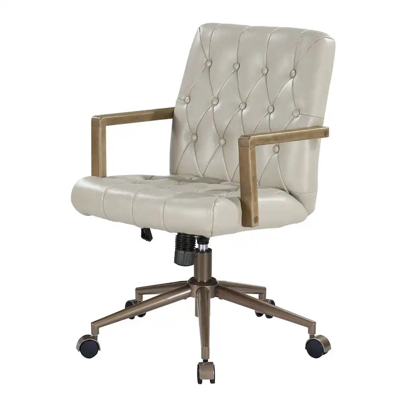 Faux Leather Office Chair with 360 Swivel and Bronze Star Base