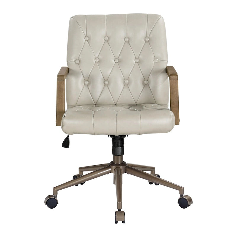 Faux Leather Office Chair with 360 Swivel and Bronze Star Base