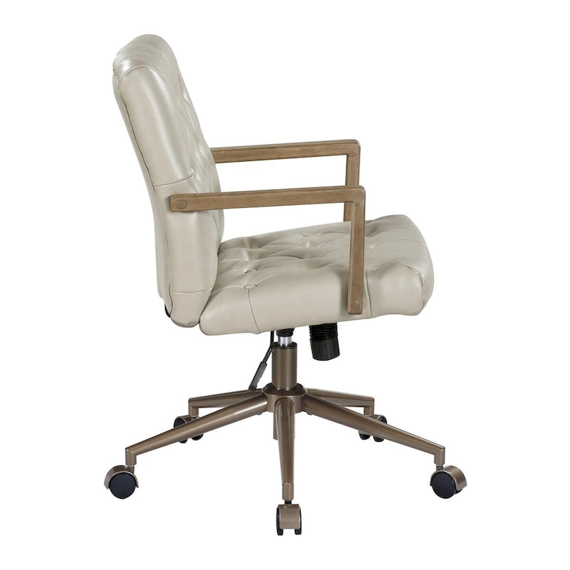 Faux Leather Office Chair with 360 Swivel and Bronze Star Base