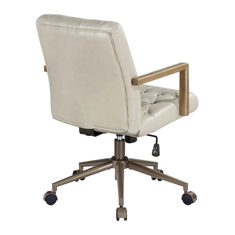 Faux Leather Office Chair with 360 Swivel and Bronze Star Base