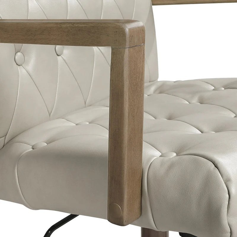 Faux Leather Office Chair with 360 Swivel and Bronze Star Base