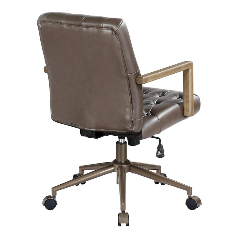 Faux Leather Office Chair with 360 Swivel and Bronze Star Base