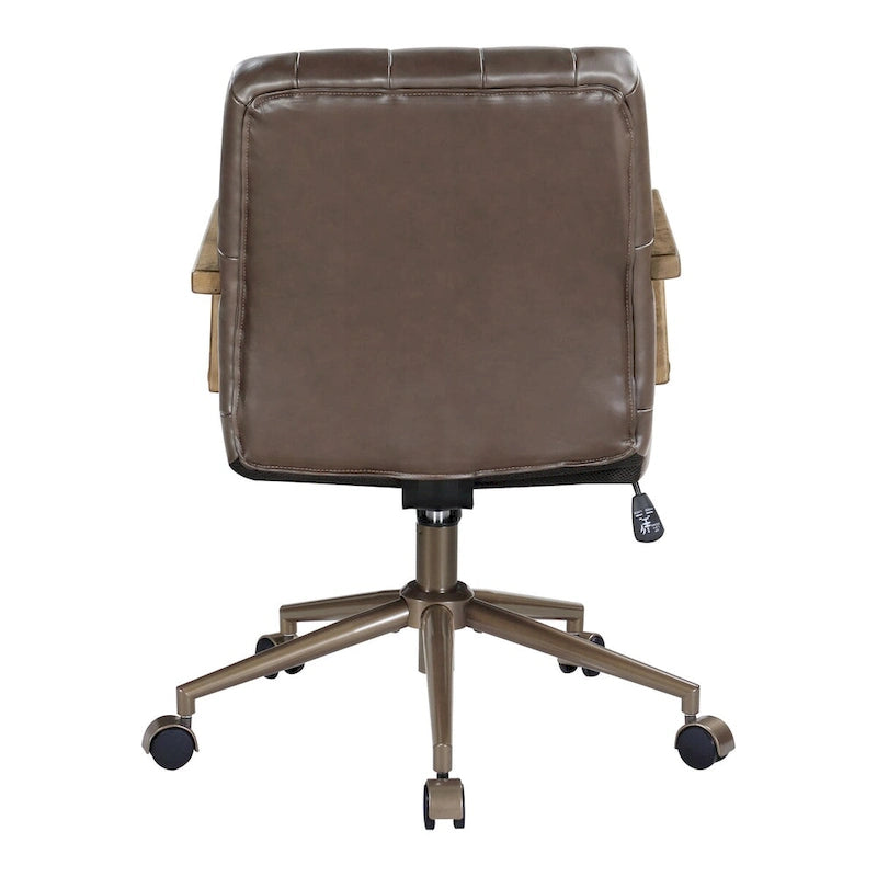 Faux Leather Office Chair with 360 Swivel and Bronze Star Base