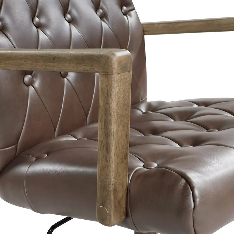 Faux Leather Office Chair with 360 Swivel and Bronze Star Base