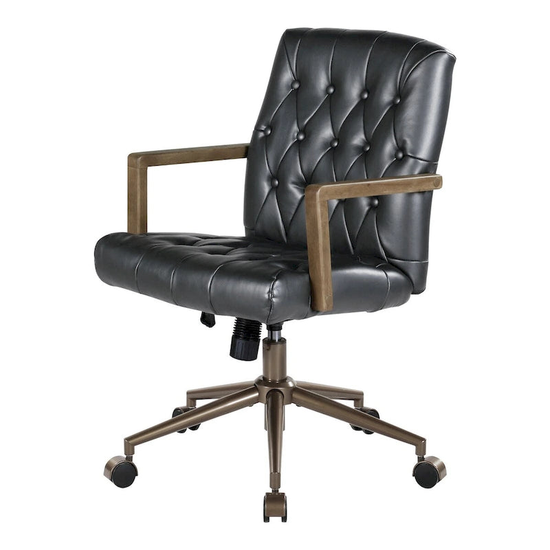 Faux Leather Office Chair with 360 Swivel and Bronze Star Base