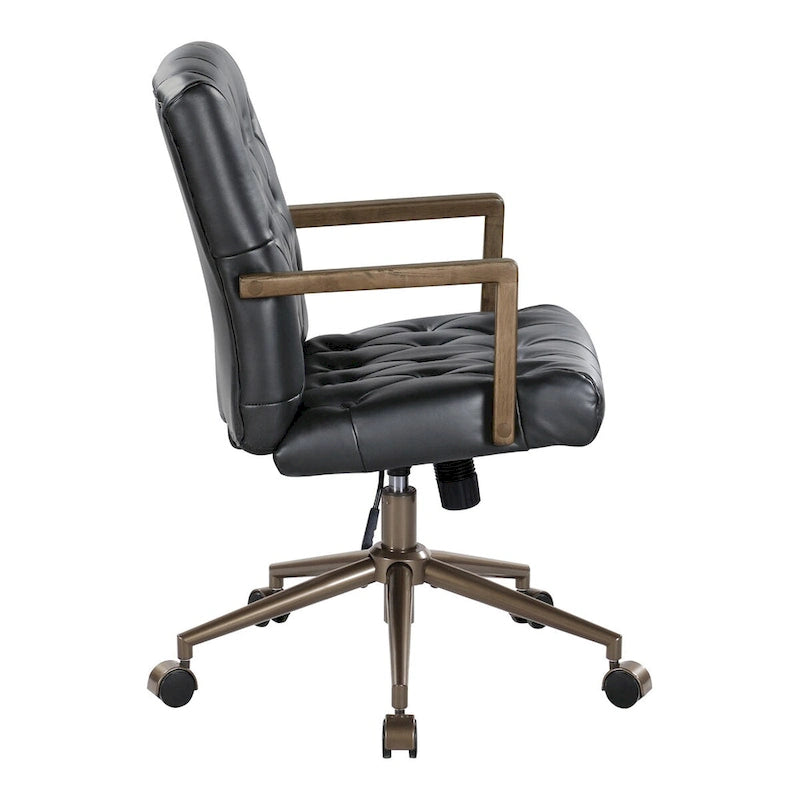Faux Leather Office Chair with 360 Swivel and Bronze Star Base