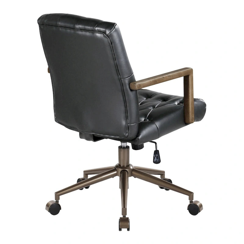 Faux Leather Office Chair with 360 Swivel and Bronze Star Base