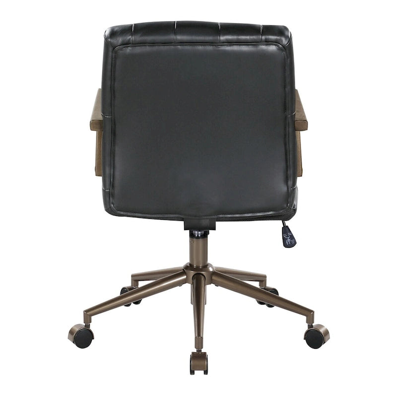 Faux Leather Office Chair with 360 Swivel and Bronze Star Base