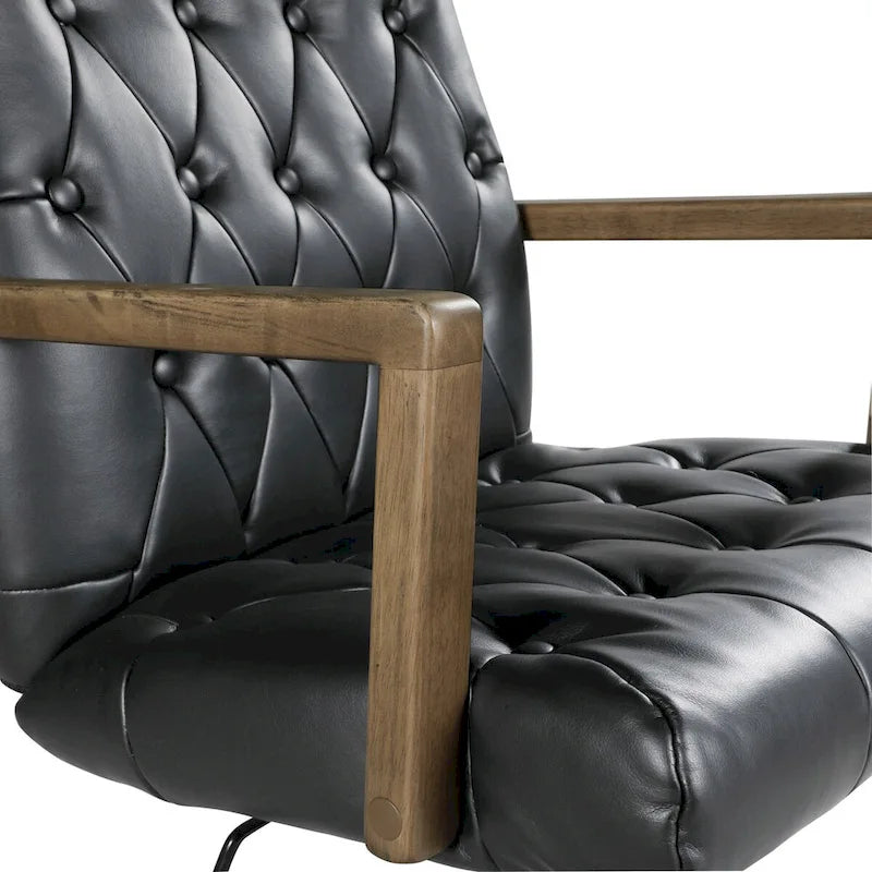 Faux Leather Office Chair with 360 Swivel and Bronze Star Base